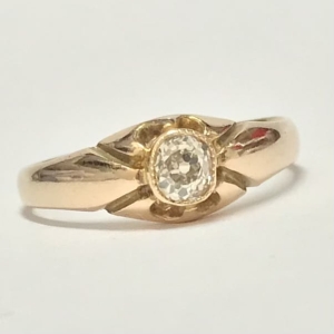Złoty PIERŚCIONEK 750 18K z DIAMENTEM w starym szlifie 0.35ct ANTYK r.15