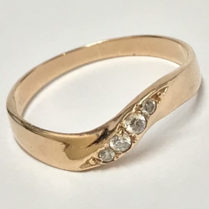 Złoty PIERŚCIONEK z różowego ZŁOTA 585 14K cudowne KAMIENIE r.16