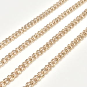 Złoty ŁAŃCUSZEK damski 585 14K cudowny ORYGINALNY splot RÓŻOWE złoto 50cm