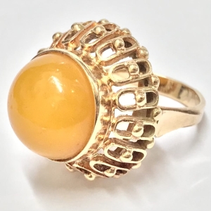 Złoty PIERŚCIONEK 585 14K AŻUROWY Top zjawiskowy AGAT POMARAŃCZOWY r.13