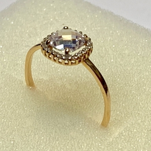 Złoty PIERŚCIONEK 585 14K piękne KAMIENIE jak brylanty r. 16