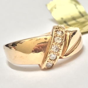 Złoty PIERŚCIONEK 585 14K żółte ZŁOTO kamienie RĘCZNA robota r.16