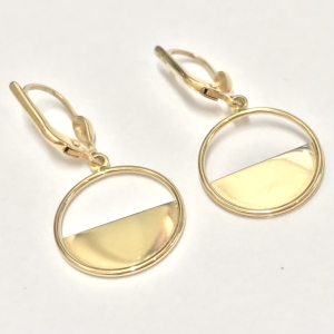 Złote kolczyki 585 14K Half-Moon minimalistyczne koła zapięcie angielskie