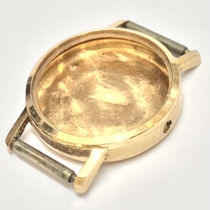Złota koperta 18K 750 do zegarka damskiego – vintage, gładka luneta, 19mm