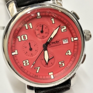Zepter International Chronograph czerwony męski 40 mm szafir WR50 zegarek